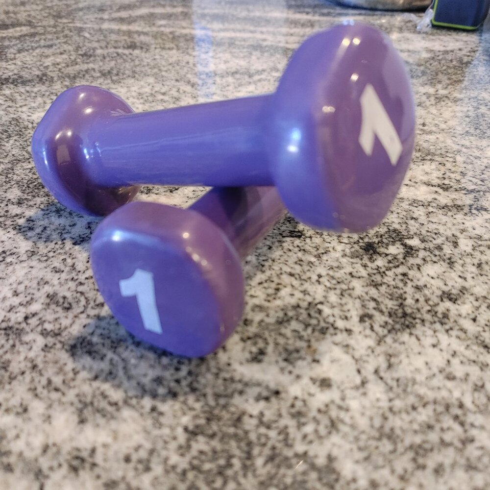 Pair of dumbbells 1lb each. Hand weights for aerobic, toning, jogging, exercise